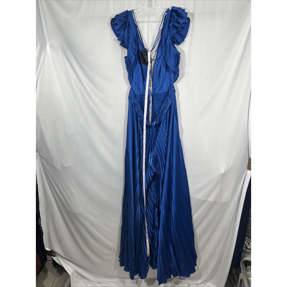 NWT IEENA Mac Duggal [ 12 ] 27361 Ruffe Cap Sleeve Cutout Pleated Jumpsuit S2046 - Picture 11 of 13